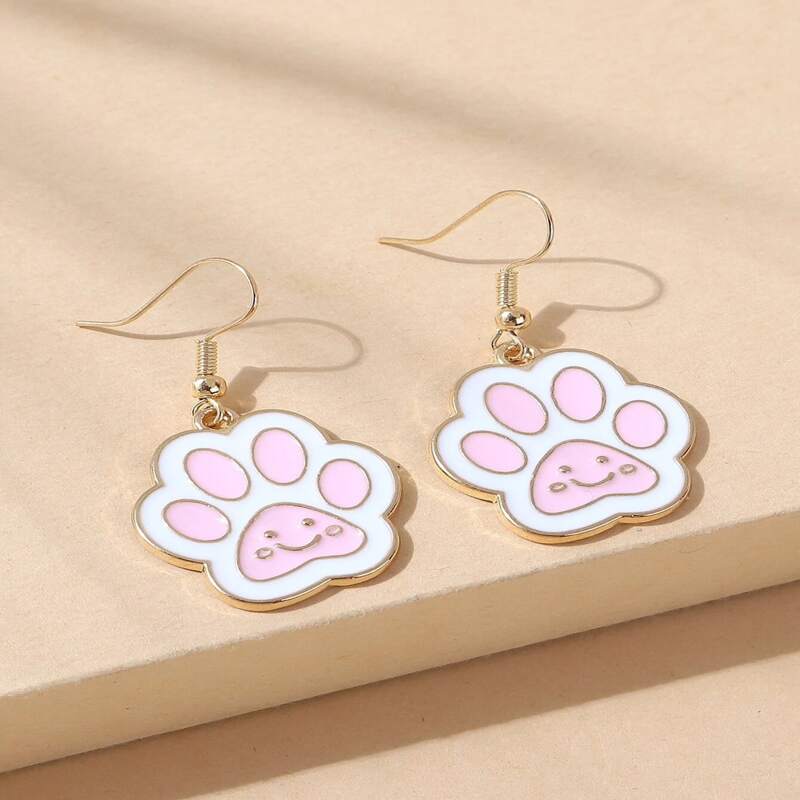 

Paw Drop Earrings, Baby pink