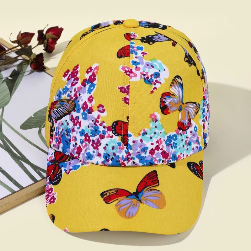 

Butterfly Graphic Baseball Cap, Multicolor