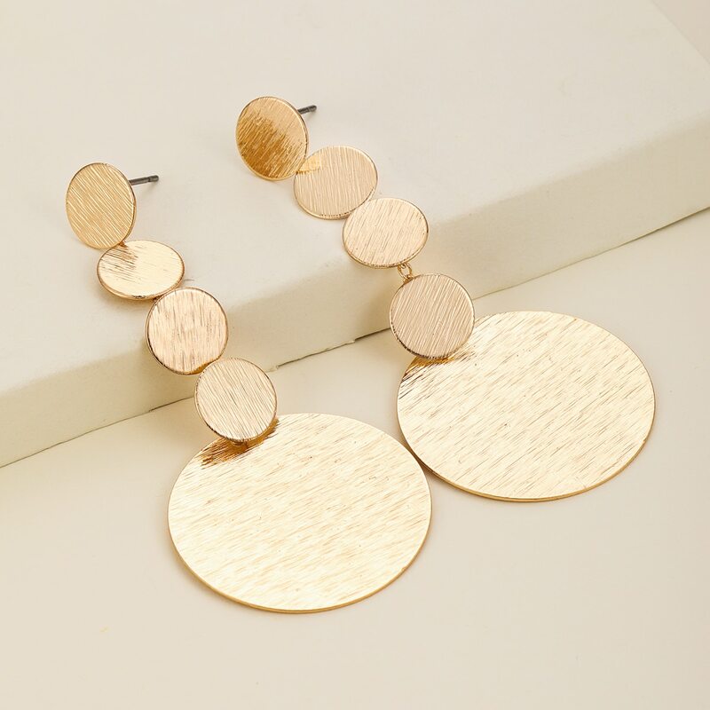 

Round Drop Earrings, Gold