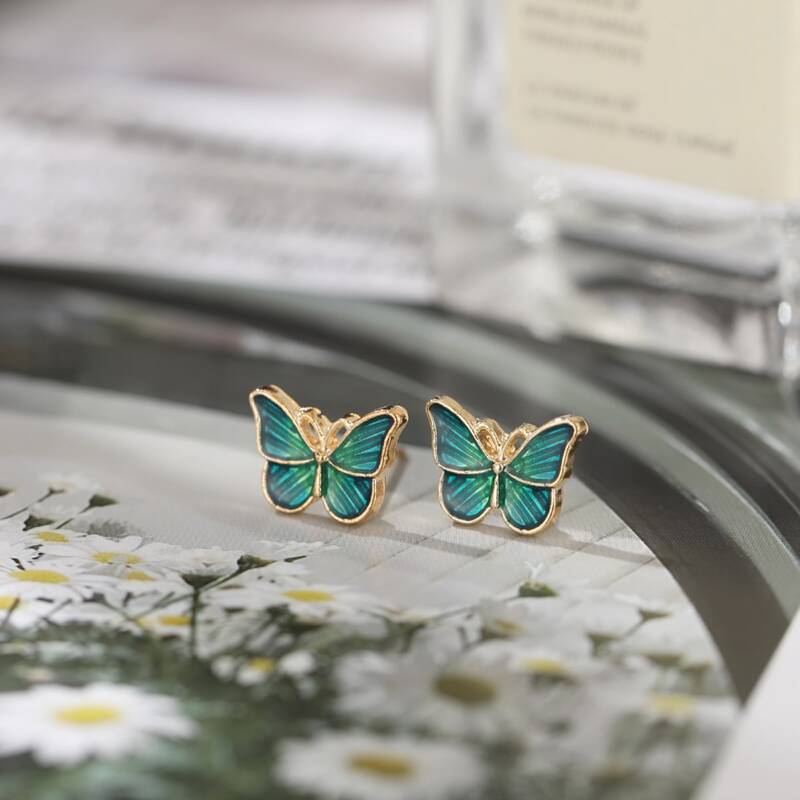 

Butterfly Stud Earrings, Green