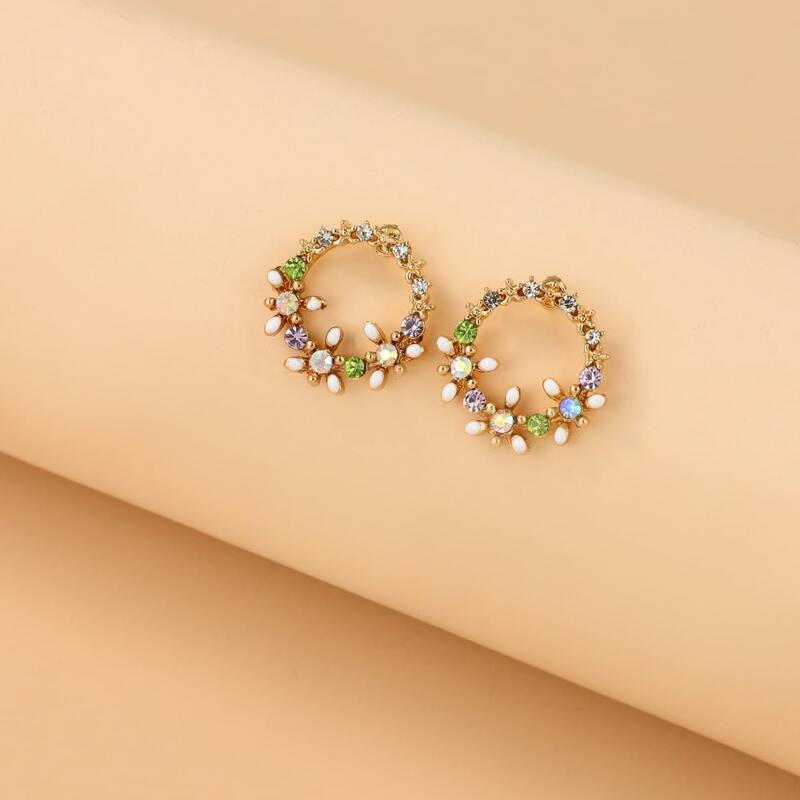 

Rhinestone Stud Earrings, Multicolor