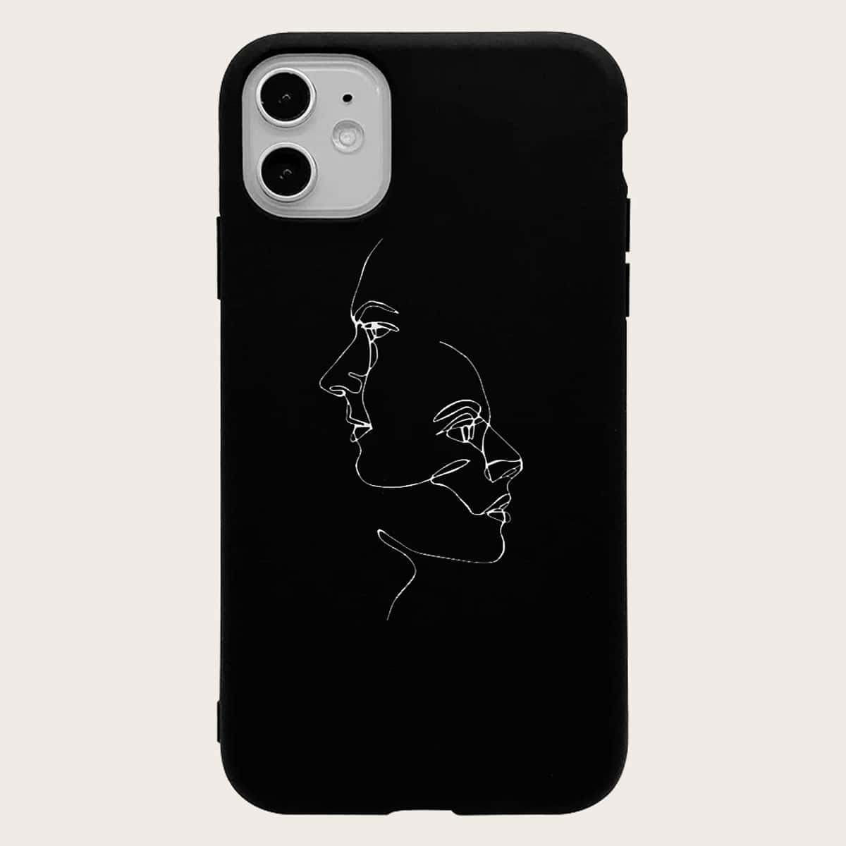 

Minimalist Figure Graphic Phone Case, White