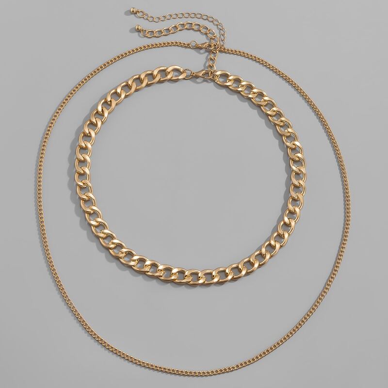 

2pcs Guys Minimalist Chain Necklace, Gold