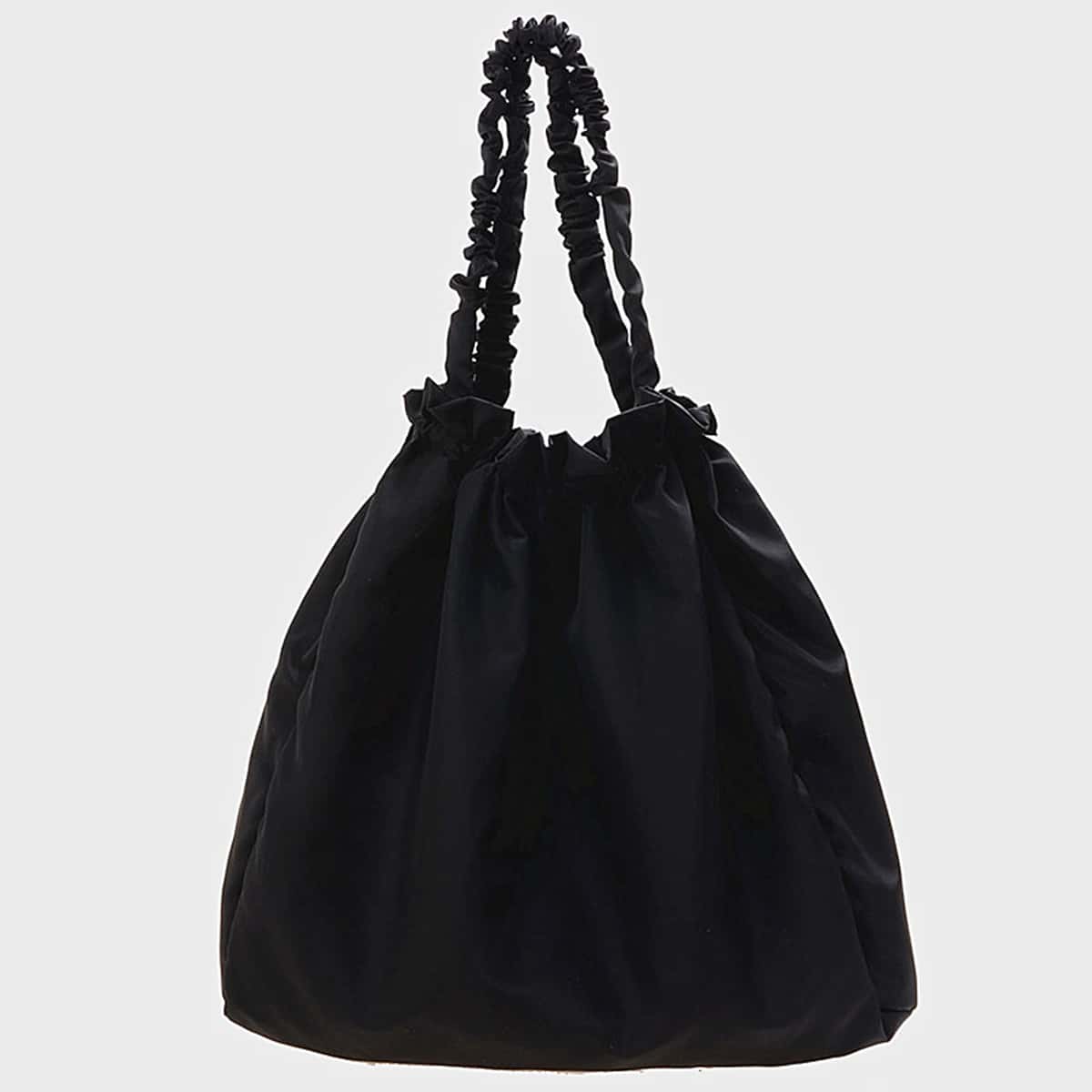 

Ruched Handle Shoulder Tote Bag, Black