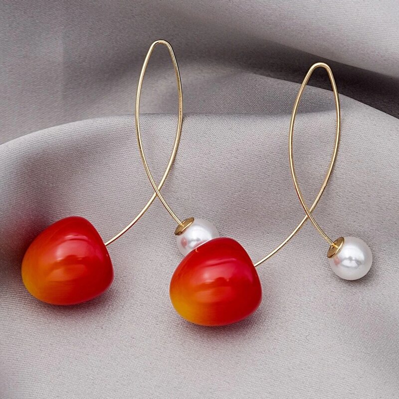 

Cherry Drop Earrings, Red