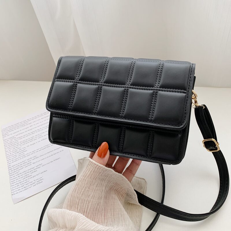 

Quilted Flap Crossbody Bag, Black