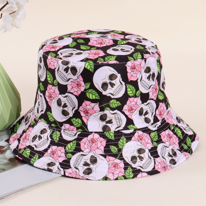 

Guys Skull Print Bucket Hat, Black
