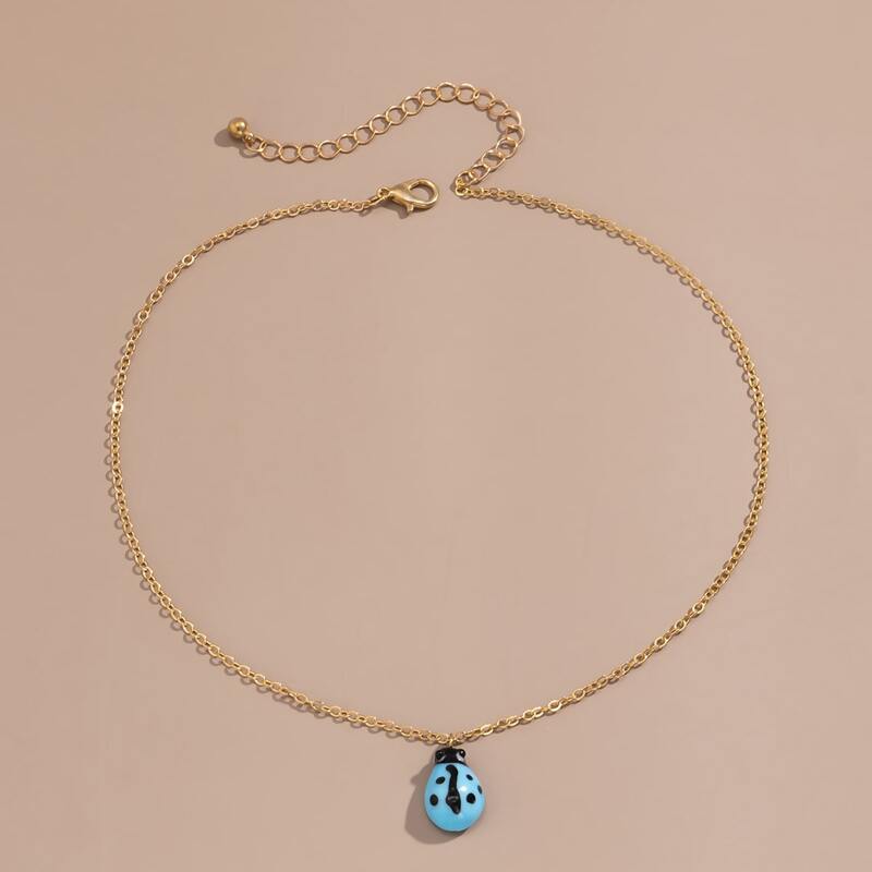 

Ladybug Pendant Necklace, Blue