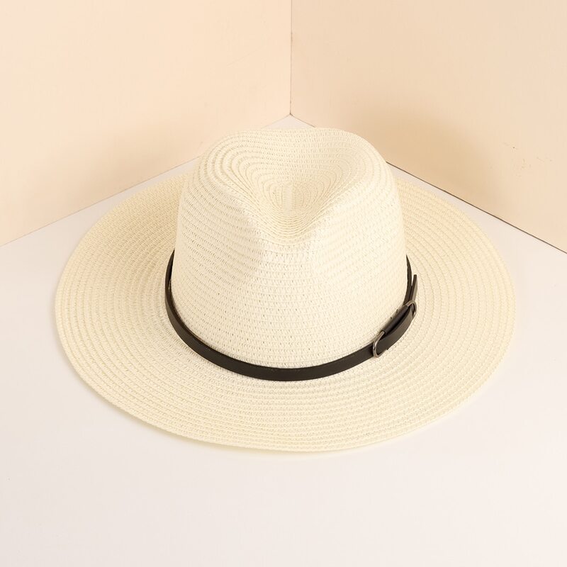 

Buckle Decor Straw Hat, White