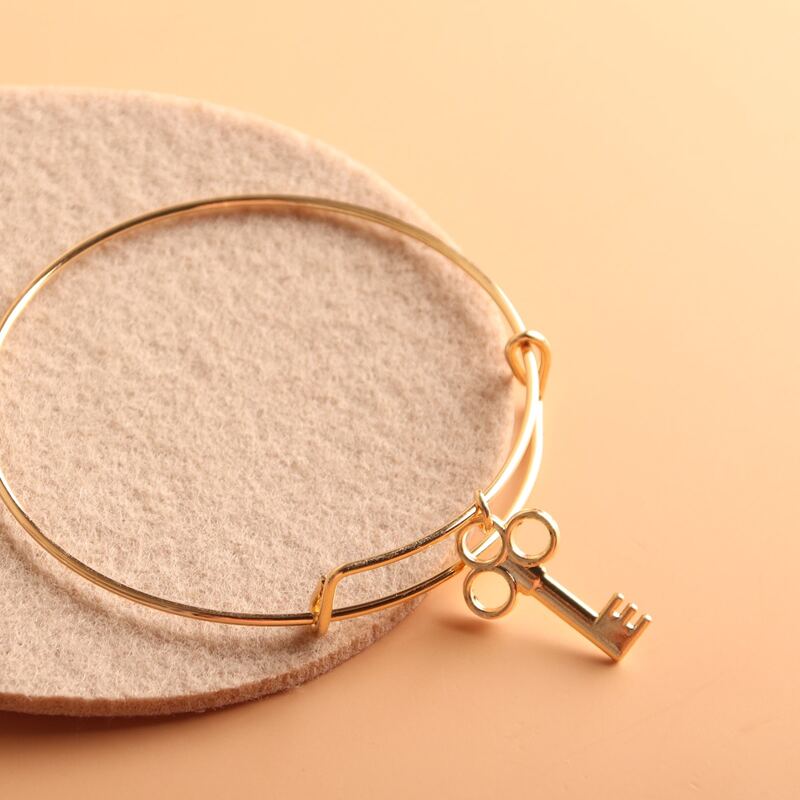 

Key Charm Bangle, Gold