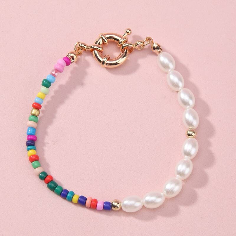 

Faux Pearl Beaded Bracelet, Multicolor
