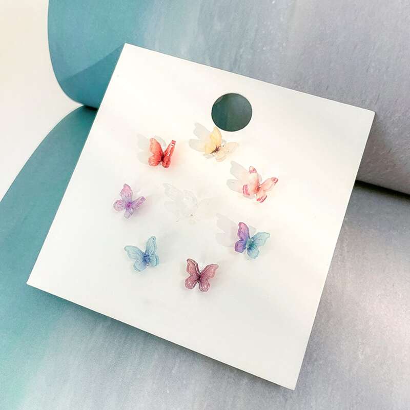 

8pcs Butterfly Stud Earrings, Multicolor