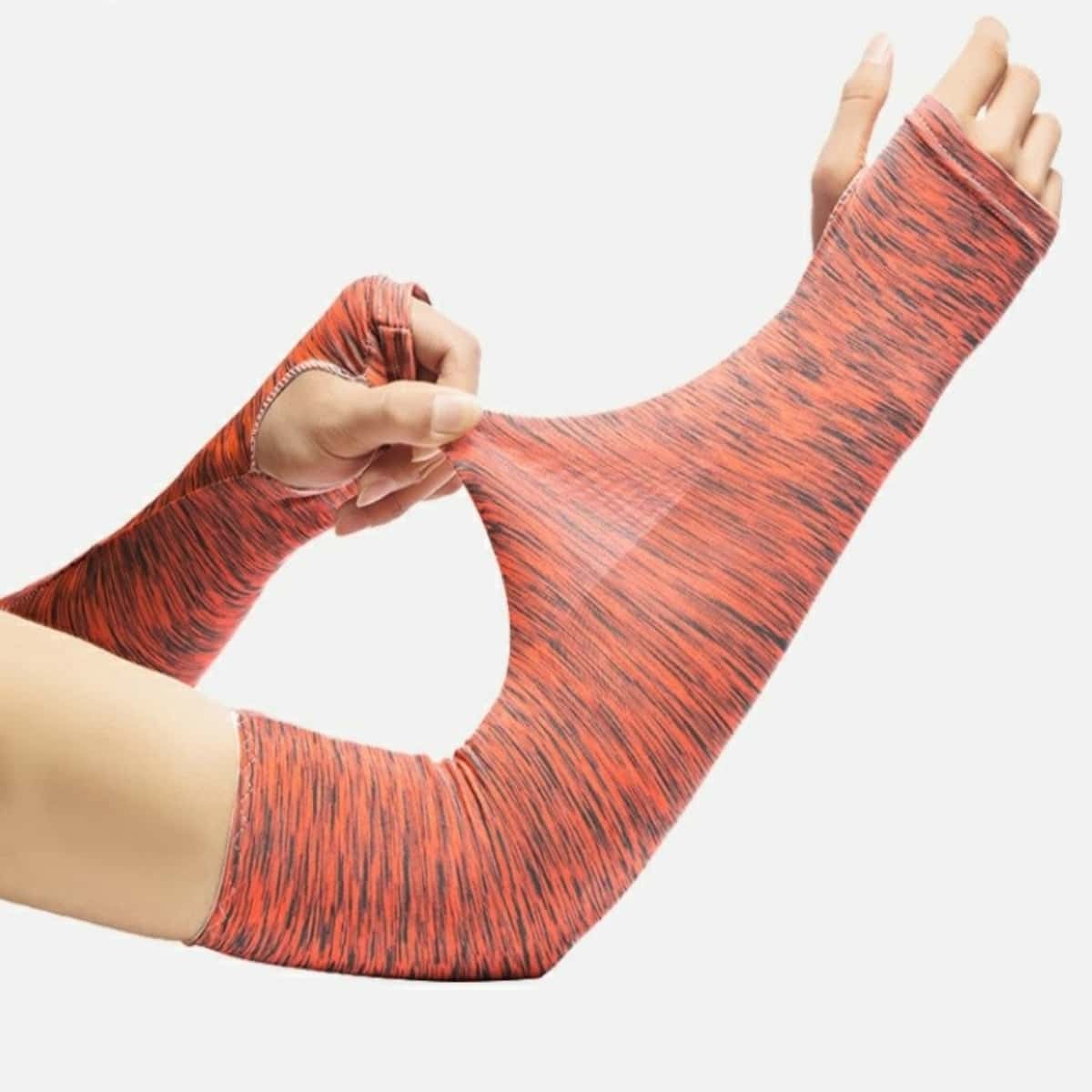 

Graphic Fingerless Long Gloves, Orange