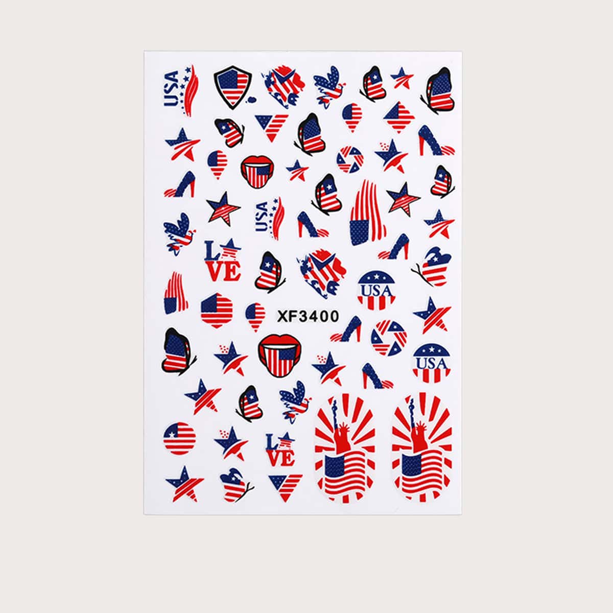 

1sheet Graphic Nail Art Sticker, Red