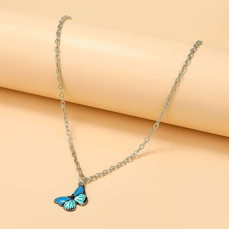 

Butterfly Pendant Necklace, Multicolor