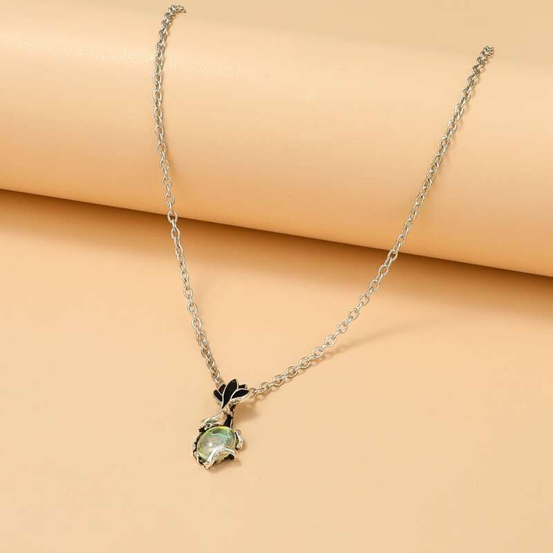 

Stone Pendant Necklace, Silver