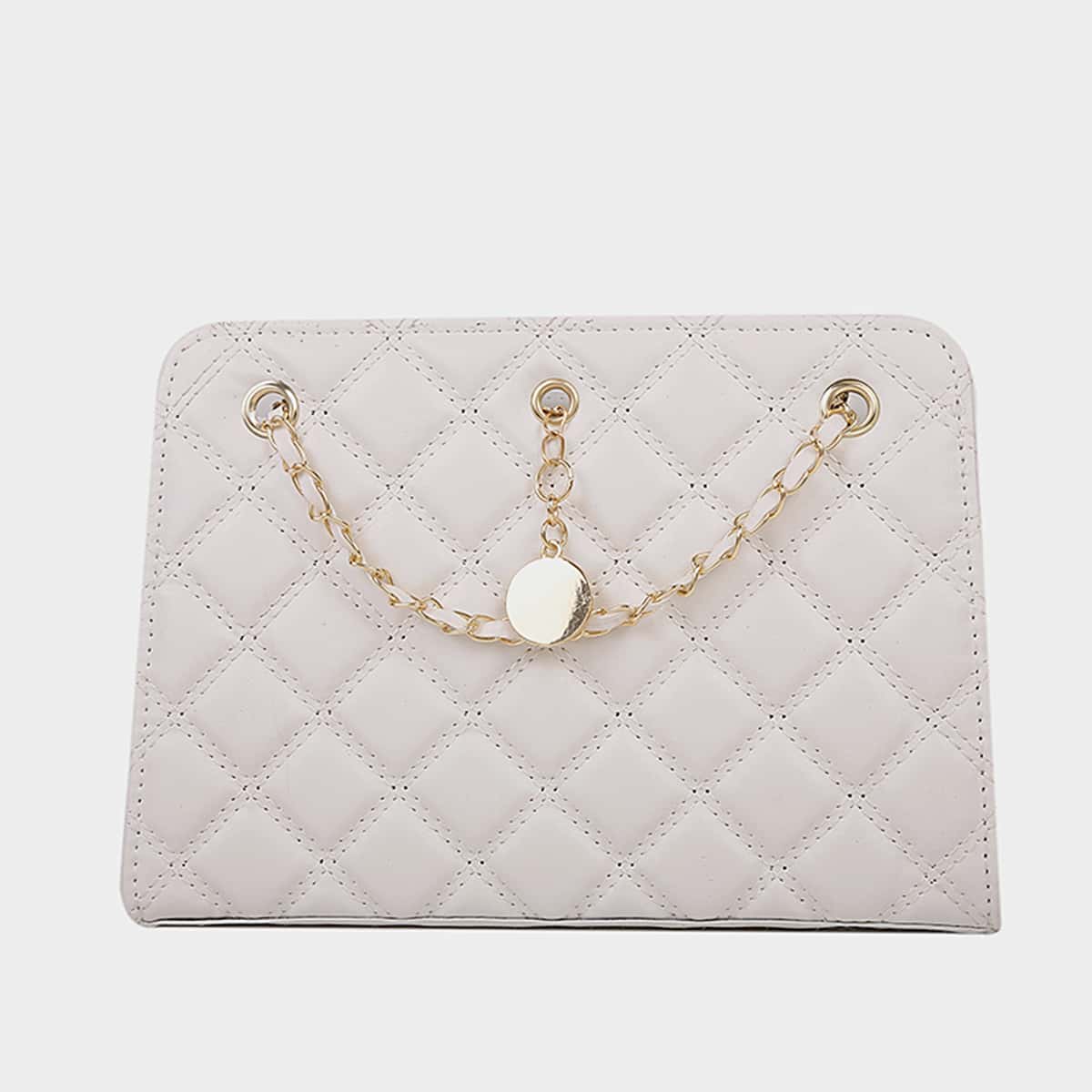 

Quilted Chain Shoulder Bag, White