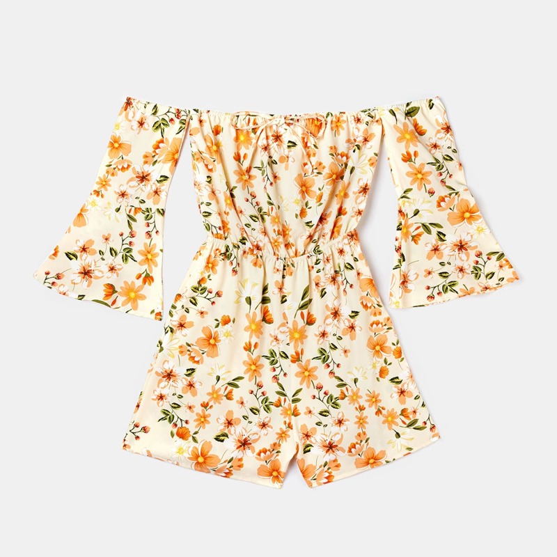 

Off The Shoulder Floral Print Romper, Multicolor