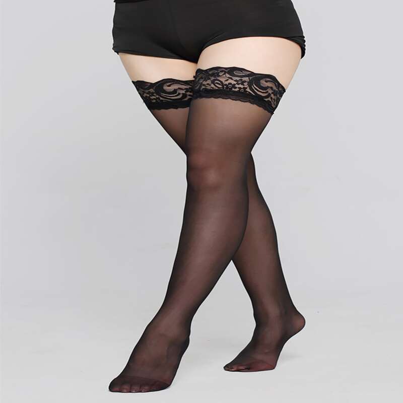 

1pair Flower Pattern Stockings, Black