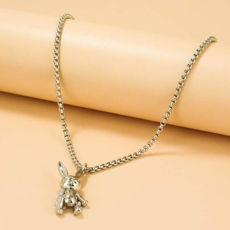 

Rabbit Pendant Necklace, Silver