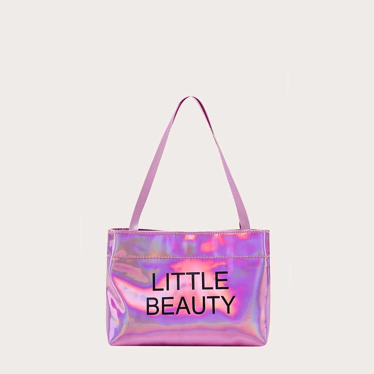

Letter Graphic Satchel Bag, Pink