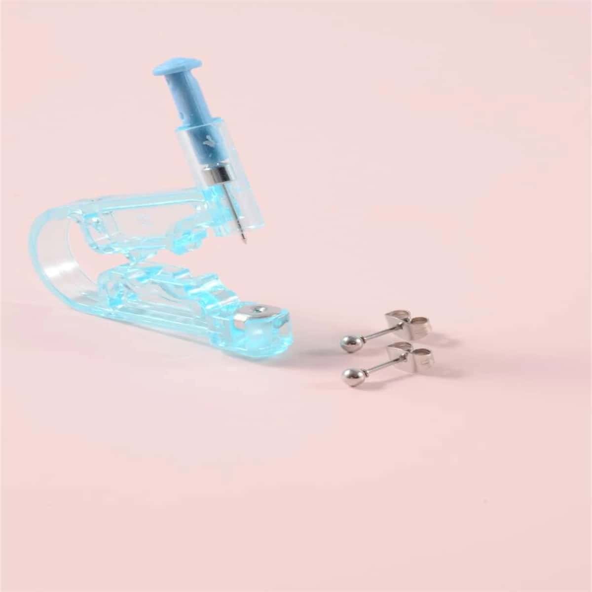 

One Time Use Disposable Ear Piercing Tool With Earrings, Blue