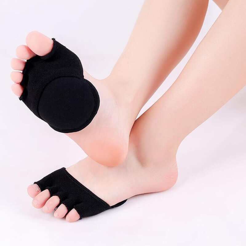 

1pair Open Toe Ankle Socks, Black