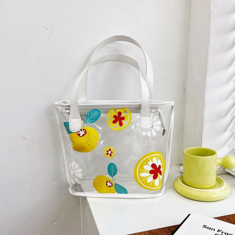 

Clear Lemon Print Tote Bag, Yellow