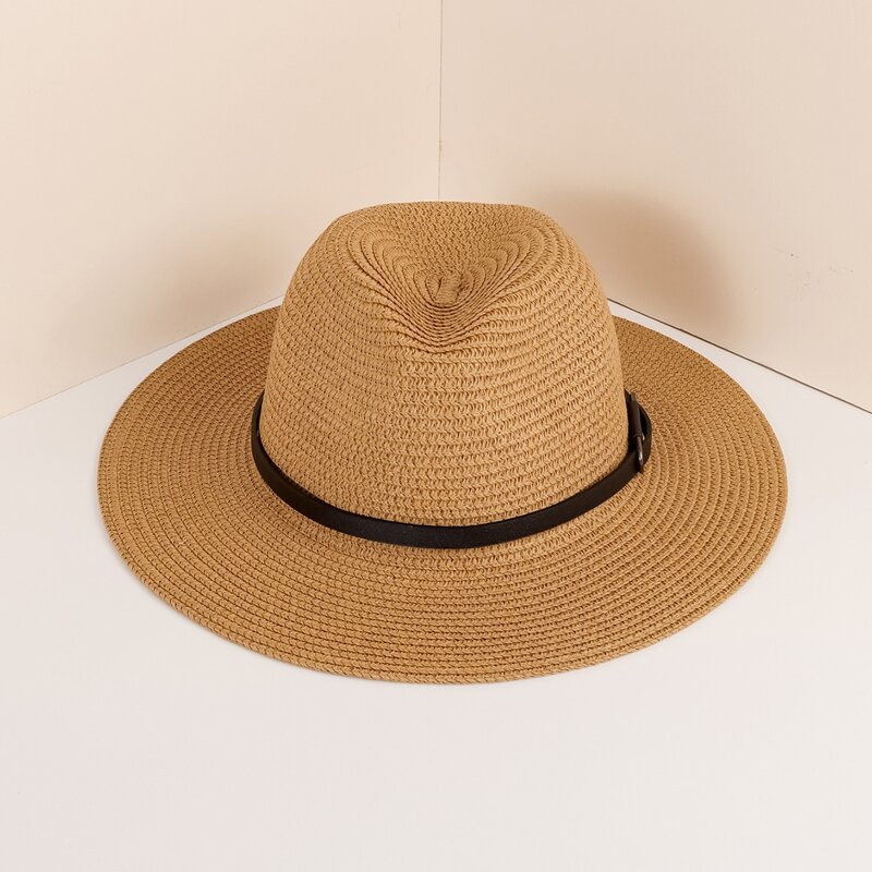 

Buckle Decor Straw Hat, Khaki