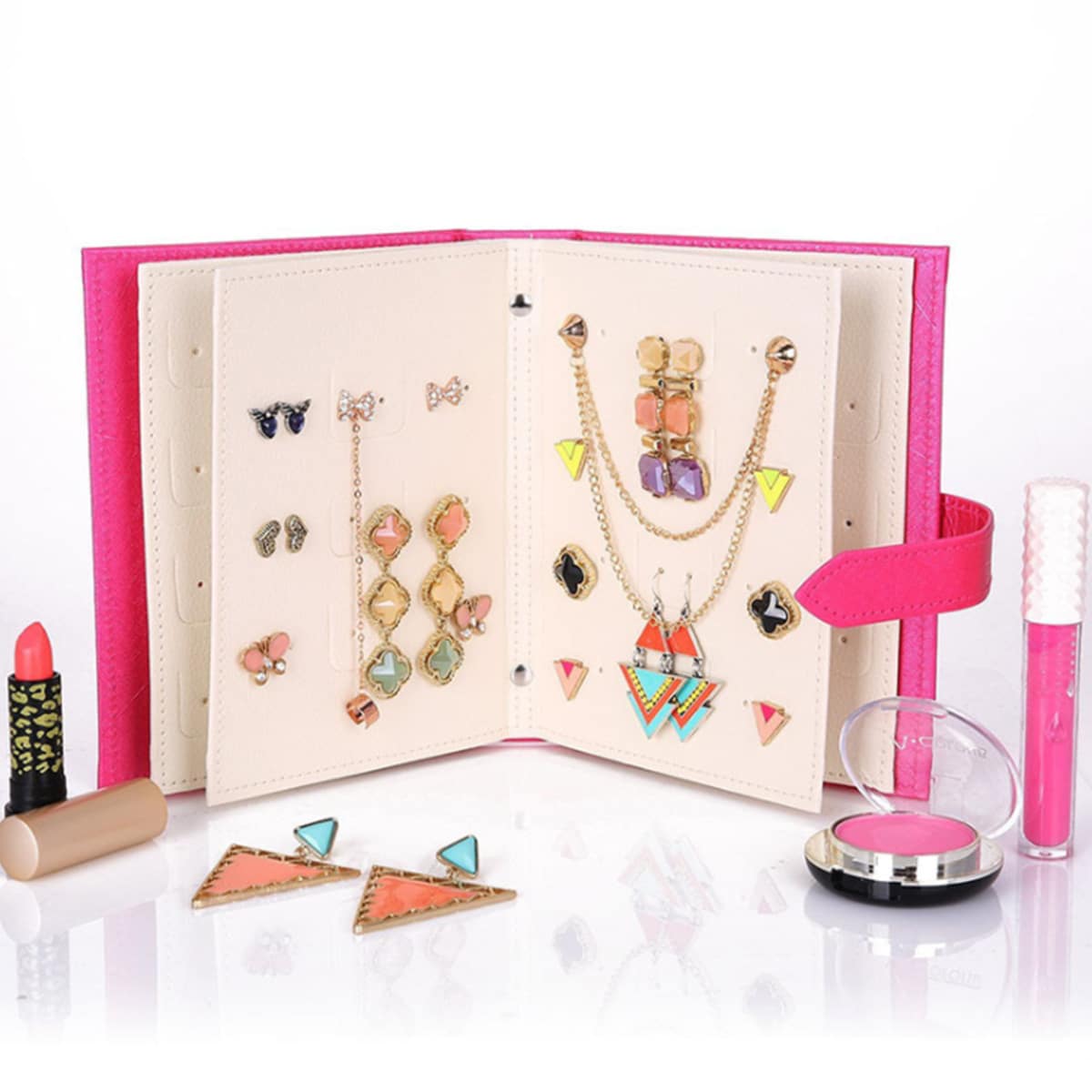 

1pc Portable Earring Holder, Hot pink