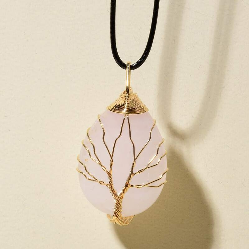 

Water Drop Tree Pendant Necklace, Pink