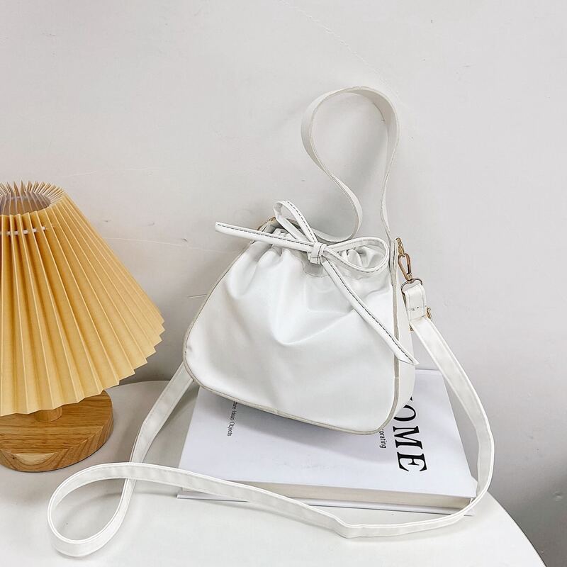 

Drawstring Bucket Bag, White