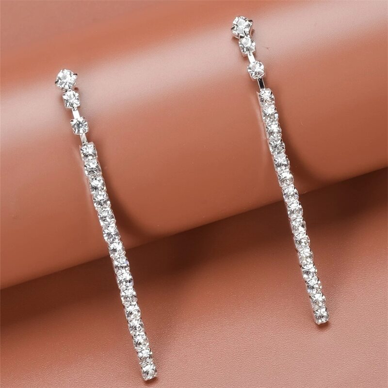 

Rhinestone Drop Earrings, Silver