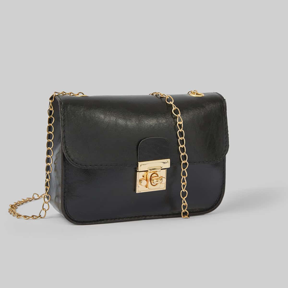 

Turn-lock Chain Crossbody Bag, Black