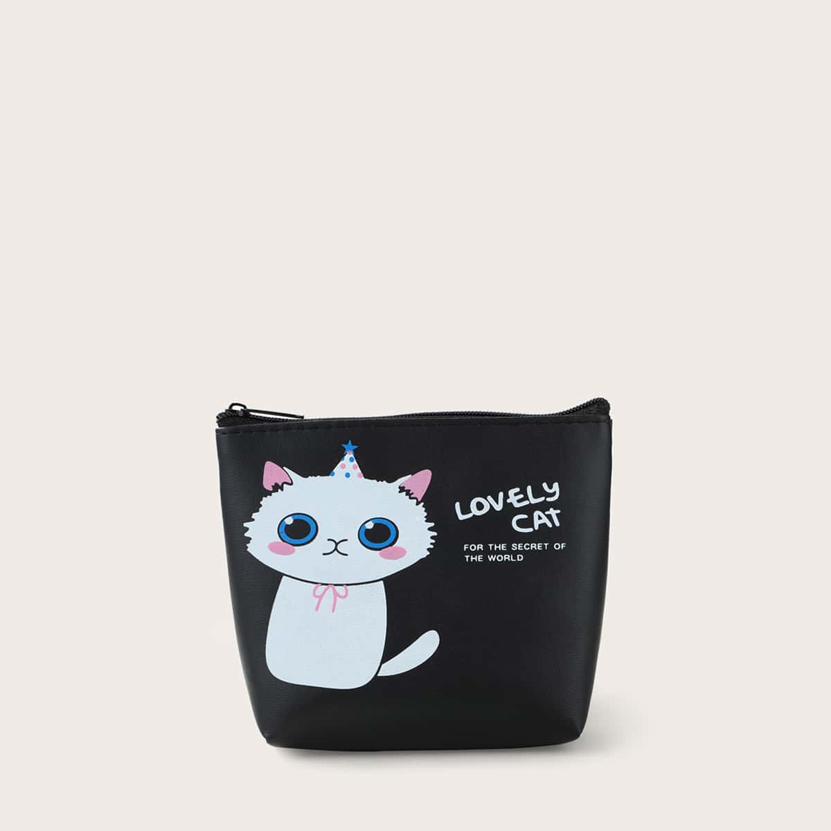 

Cat Print Wallet, Black
