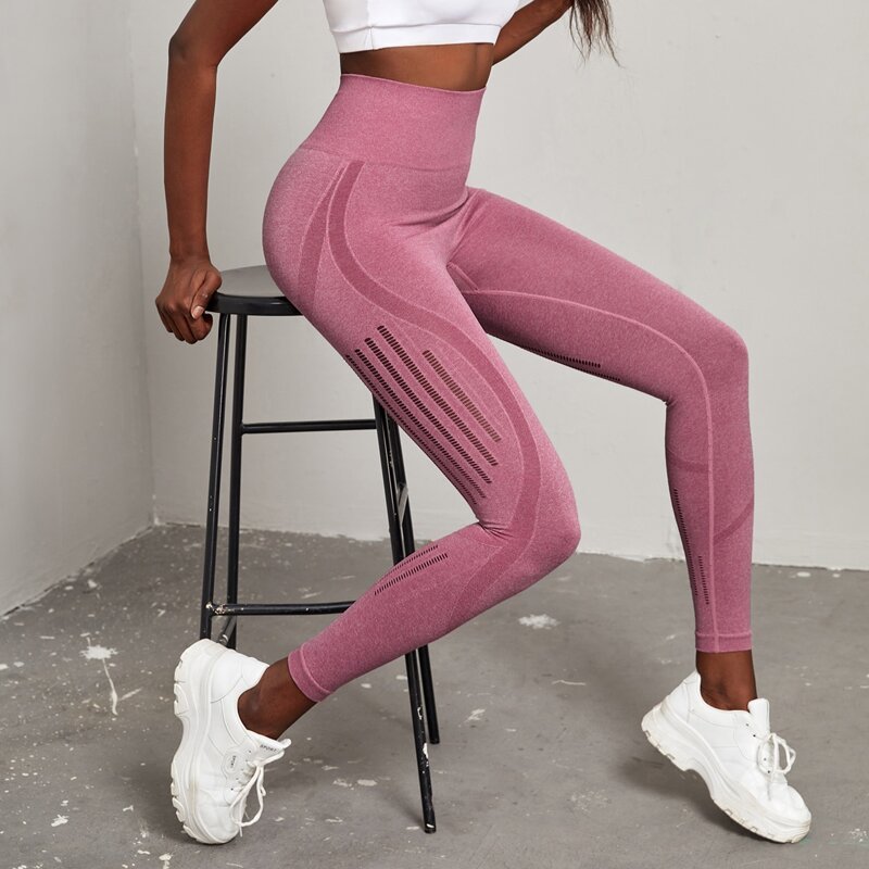 

Seamless Sweat-Absorbs Sports Leggings, Dusty pink