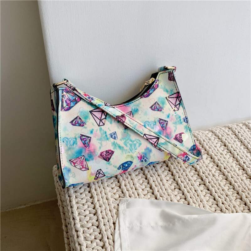 

Diamond Print Shoulder Bag, Green