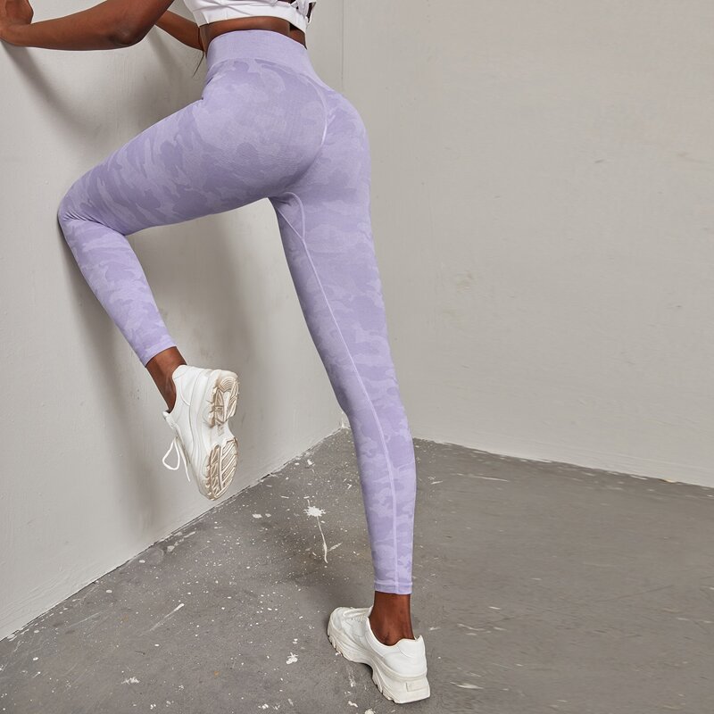 

Camo Print Seamless Sports Leggings, Mauve purple