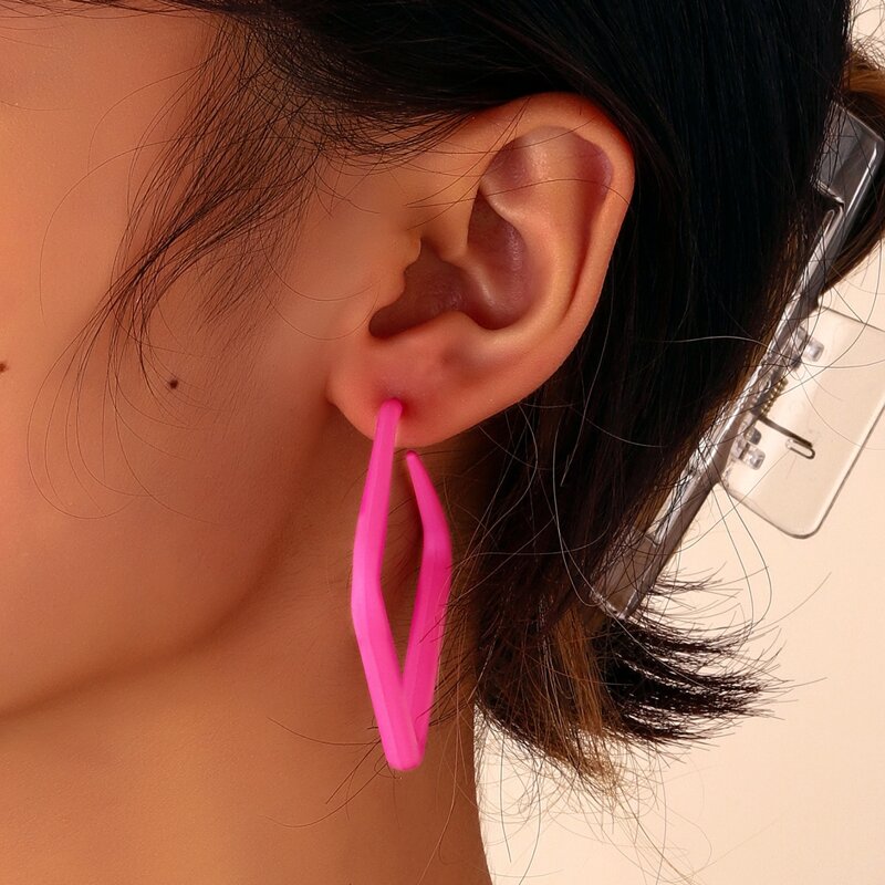 

Square Hoop Earrings, Hot pink