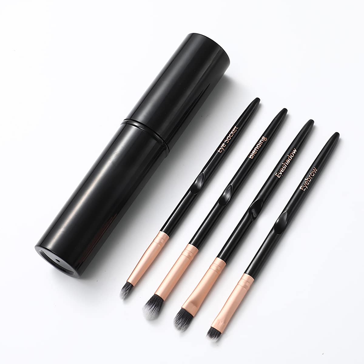 

4pcs Ombre Makeup Brush With Storage Box, Black