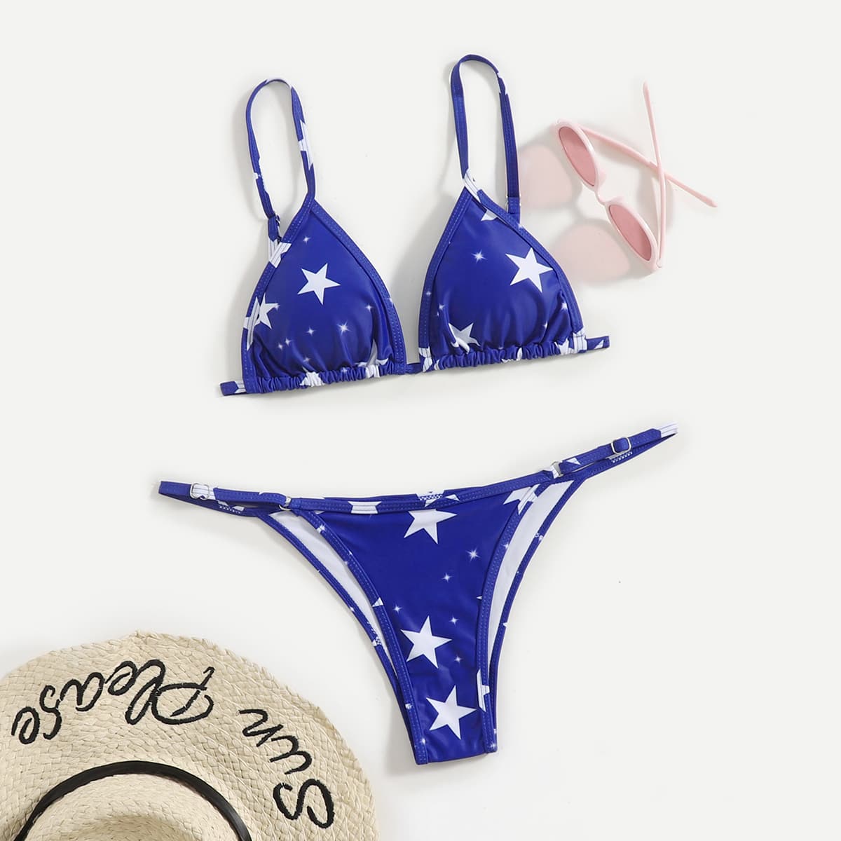 

Star Pattern Bikini Swimsuit, Royal blue