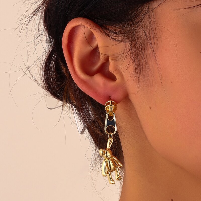 

Cartoon Drop Earrings, Gold