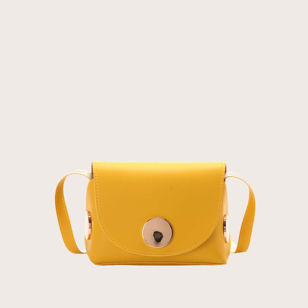 

Metal Lock Flap Crossbody Bag, Yellow