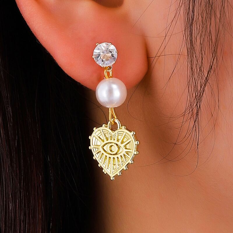 

Heart Drop Earrings, Gold