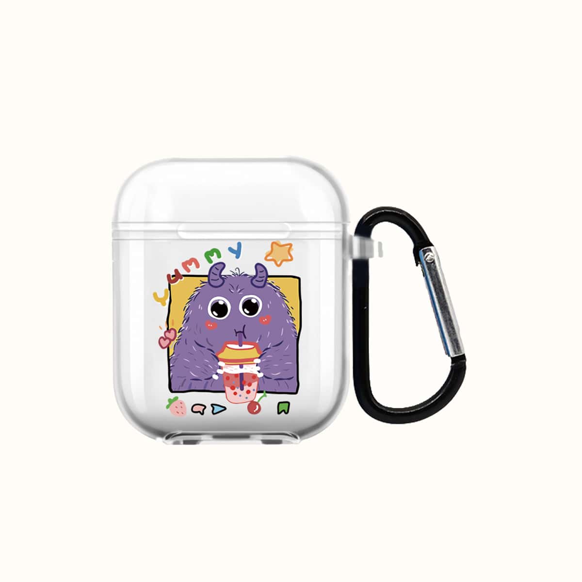 

Cartoon Print Airpods Case, Clear