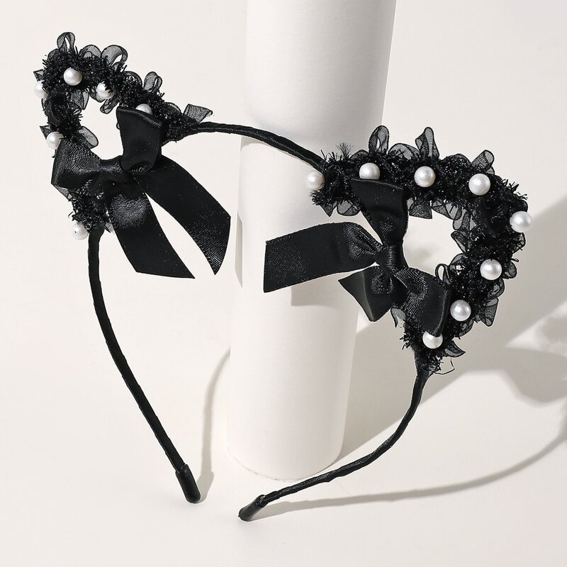 

1pc Faux Pearl Decor Headband, Black