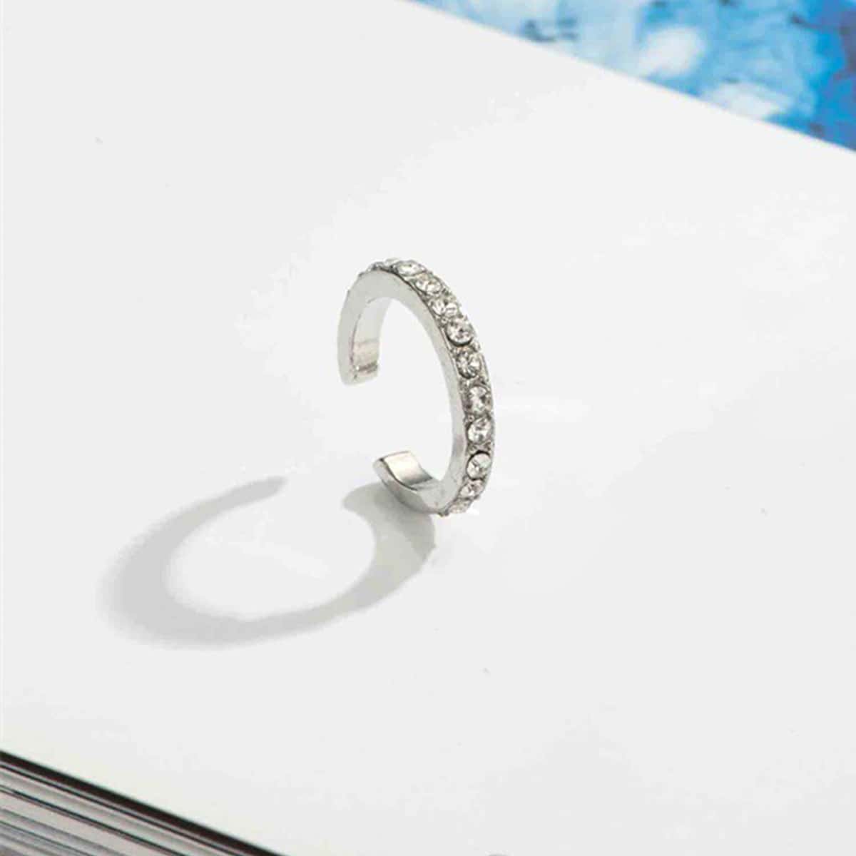 

1pc Rhinestone Ear Cuff, Silver