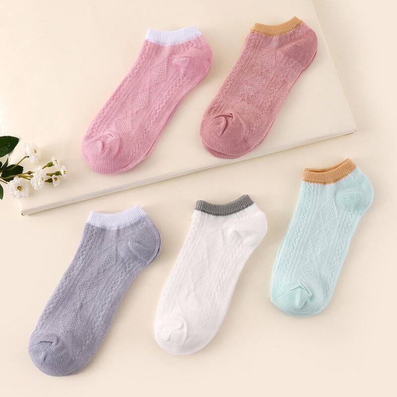 

5pairs Colorblock Ankle Socks, Multicolor