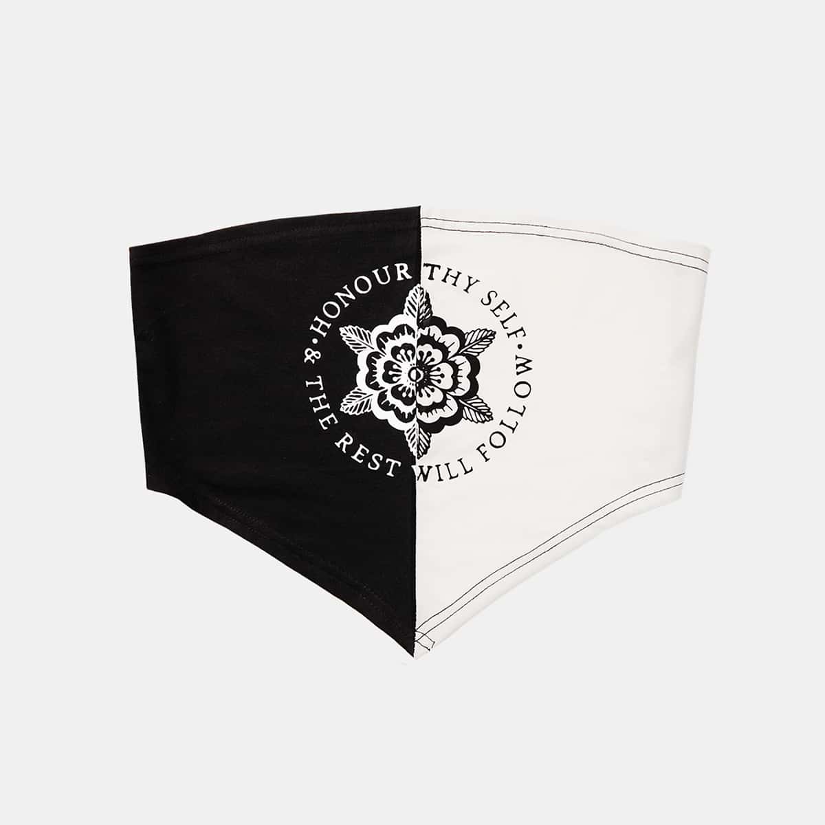 

Colorblock Letter Floral Graphic Crop Tube Top, Black and white