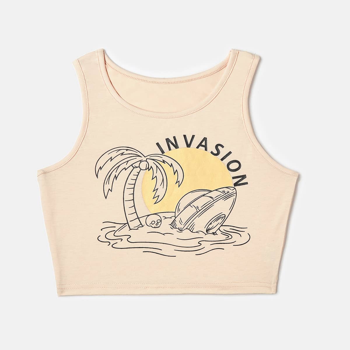 

Letter Tropical Graphic Tank Top, Apricot
